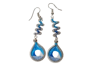 Spiral Swirl Thread Earrings with Drop 