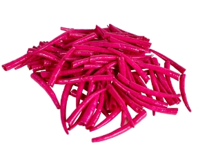 Oil-Painted Dentalium vernedei: ~1" to 1.5": Fuchsia (25 g) dentalia, tusk shells, oil painted