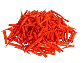 Oil-Painted Dentalium octangulatum: ~0.5" to 1": Orange (30 g) dentalia, tusk shells, oil painted