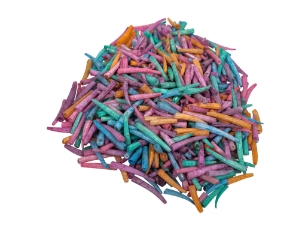 Dyed Dentalium octagulatum: ~0.5" to 1" (100 g) dentalia, tusk shells
