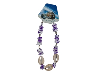 Cowrie Shell and Purple Puka Chips Anklet 