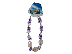 Cowrie Shell and Purple Puka Chips Anklet cowry shells