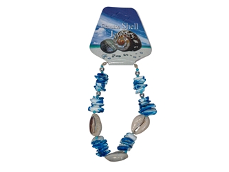 Cowrie Shell and Blue Puka Chips Bracelet cowry shells
