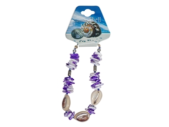 Cowrie Shell and Purple Puka Chips Bracelet 