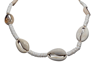 18" Cowrie Shell and Puka Chips Necklace cowry shells
