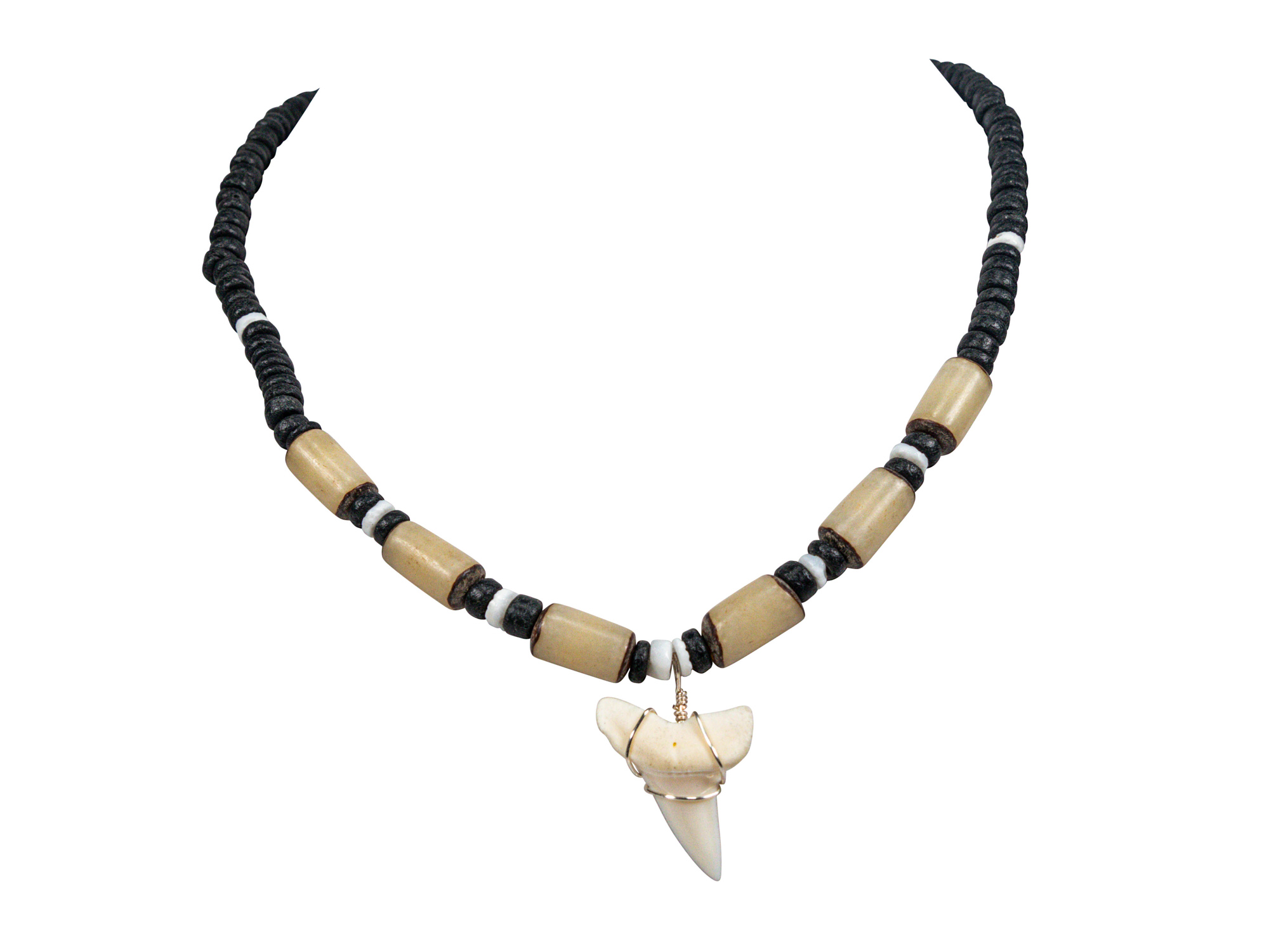 Mako shark teeth necklace shiny clear metal glass bead c78 – Oceanicshark