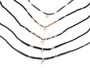 1" Mako Shark Tooth Coconut Bead Necklace: Assorted 