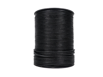 Shiny Round Leather Cord 2.5mm x 100m: Black 