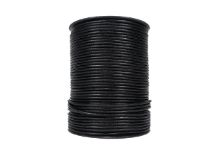 Shiny Round Leather Cord 2.5mm x 100m: Black 