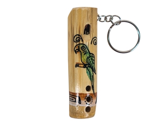 Lacquered Mini Bamboo Flute Whistle Keychain 