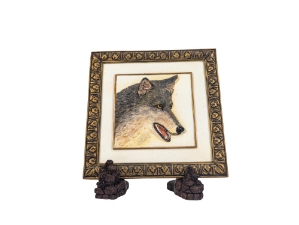 Ceramic Wolf Plaque 