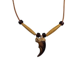 Real Black Bear 1-Claw Necklace: Black Beads 