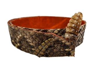 1.25" Real Rattlesnake Hat Band with Real Rattle: Brown Leather Backing rattlesnake hatbands