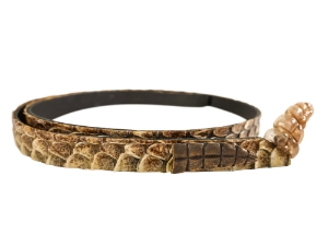 0.5" Real Rattlesnake Hat Band with Rattle and Rattle Pin: Black Leather Backing rattlesnake hatbands