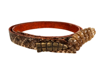 0.5" Real Rattlesnake Hat Band with Rattle and Rattle Pin: Brown Leather Backing rattlesnake hatbands