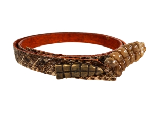 0.5" Real Rattlesnake Hat Band with Rattle and Rattle Pin: Brown Leather Backing rattlesnake hatbands
