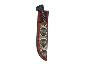 Twisted Railroad Spike Knife with an Eastern Diamondback Rattlesnake Sheath 