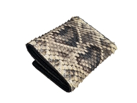 Real Eastern Diamondback Rattlesnake Skin Trifold Wallet: Black & White 