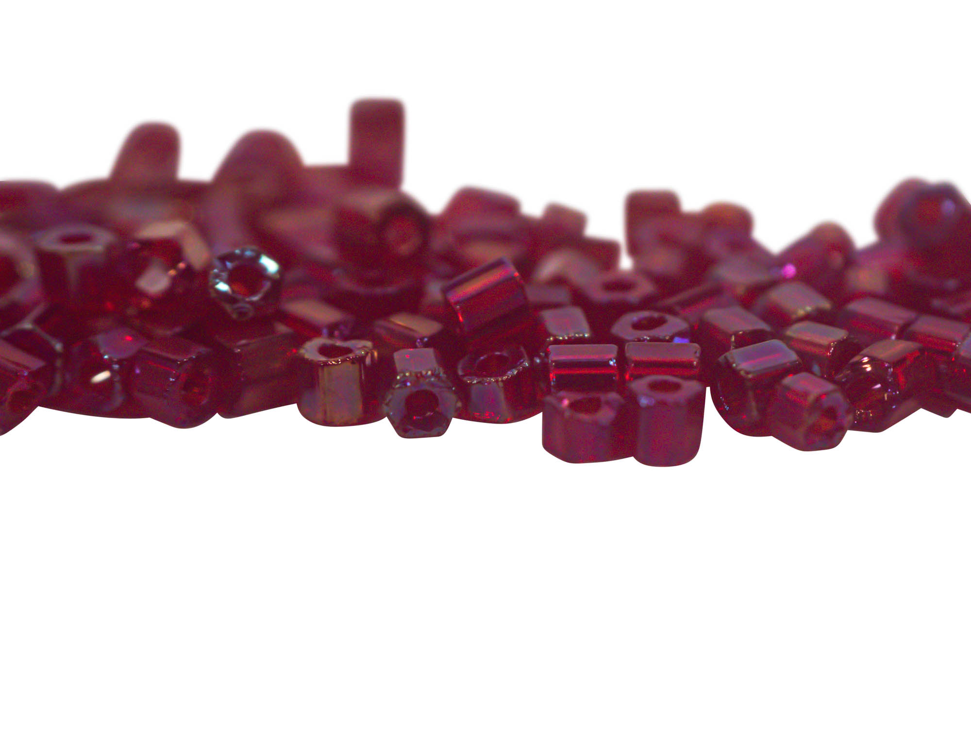 2-Cut Glass Beads Red Aurora Borealis (500 g bag)