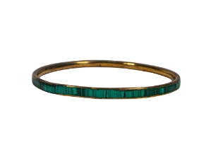 Copper or Brass Bangle: Thin Malachite 