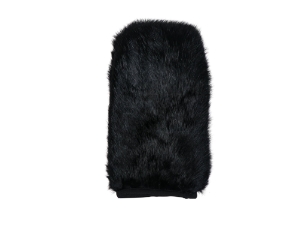 Rabbit Fur Massage Mitt: No Thumb: Lined: Black Dyed rabbit fur massage gloves
