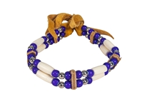Iroquois Bone Anklet Bracelet: Blue 