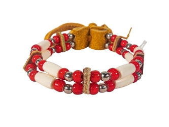 Iroquois Bone Anklet Bracelet: Red 