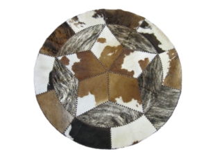 Round Cow Skin Laced Rug: ~5 feet: Gallery Item 
