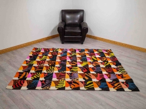 Cow Hide Carpet: Dyed Patchwork: Gallery Item 