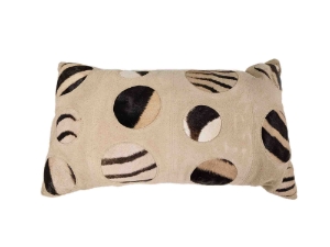 Zebra Circles Leather Cushion zebra leather pillows