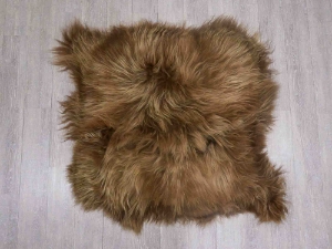 Icelandic Sheepskin Double Rug: Dyed Brown: Gallery Item 