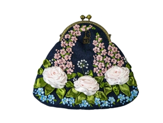 Hand Embroidered Burlap Handbag: Gallery Item 