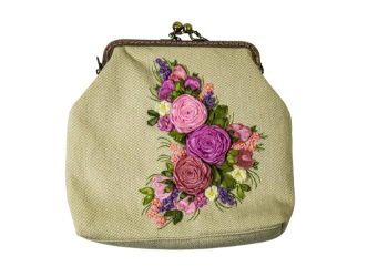 Hand Embroidered Burlap Handbag: Gallery Item 