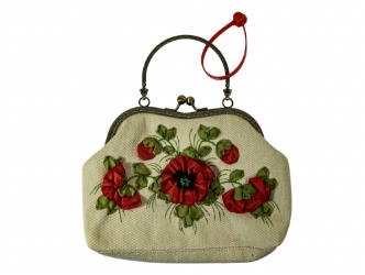 Hand Embroidered Burlap Handbag: Gallery Item 