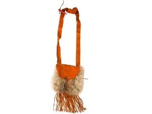 Coyote Fur and Cow Leather Bag with Fringe: Gallery Item 
