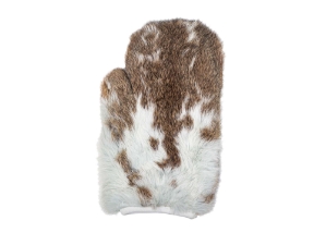 Single Spotted Rabbit Fur Massage Mitt: Gallery Item rabbit fur massage gloves