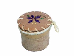 Dene Birchbark Quill Box: Round: Gallery Item 