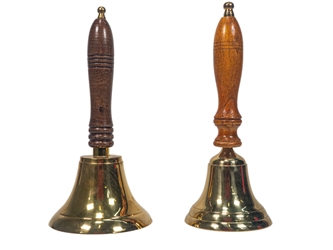 2 Brass Bells: Gallery Item meal bells, supper bells, dinner bells, school bells