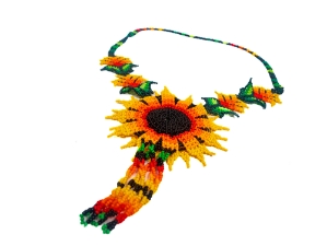 Colombian Beaded 3D Flower Necklace: Gallery Item 