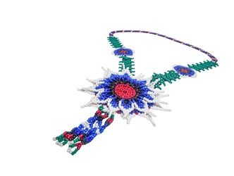Colombian Beaded 3D Flower Necklace: Gallery Item 