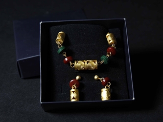 Reproduction Pre-Colombian Earring & Bracelet Jewelry Set: Gallery Item 