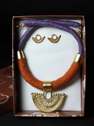 Reproduction Pre-Colombian Choker and Earring Jewelry Set: Gallery Item 