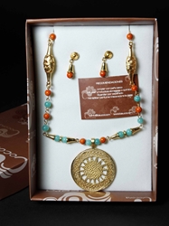 Reproduction Pre-Colombian Earring & Necklace Jewelry Set: Gallery Item 