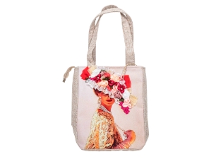 Hand Embroidered Burlap Tote Bag: Gallery Item 