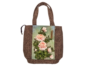 Hand Embroidered Burlap Tote Bag: Gallery Item 