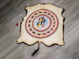 Hand Painted Brain Tanned Buffalo Hide: Gallery Item 