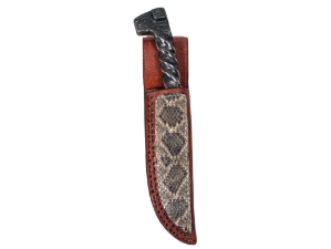 Twisted Railroad Spike Knife with Rattlesnake Sheath: Gallery Item 