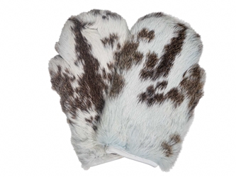 Pair of Spotted Rabbit Fur Massage Mitt: Gallery Item 