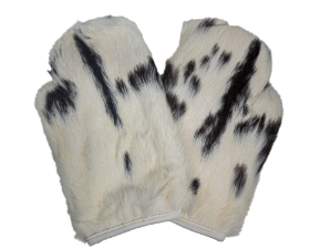 Pair of Spotted Rabbit Fur Massage Mitt: Gallery Item 