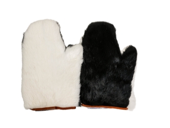 Pair of Rabbit Fur Massage Mitts: Yin/Yang: Gallery rabbit fur massage gloves